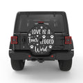 LOVE IS A FOUR LEGGED WORD BLACK CARBON FIBER TIRE COVER