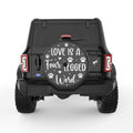 LOVE IS A FOUR LEGGED WORD BLACK CARBON FIBER TIRE COVER