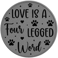 LOVE IS A FOUR LEGGED WORD SILVER CARBON FIBER TIRE COVER