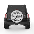 LOVE IS A FOUR LEGGED WORD SILVER CARBON FIBER TIRE COVER
