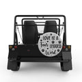 LOVE IS A FOUR LEGGED WORD SILVER CARBON FIBER TIRE COVER FOR MOKE