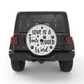 LOVE IS A FOUR LEGGED WORD SILVER CARBON FIBER TIRE COVER