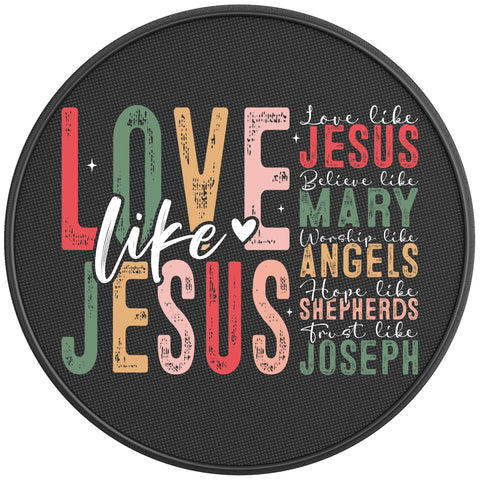 LOVE LIKE JESUS PEARL  WHITE CARBON FIBER TIRE COVER
