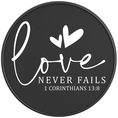 LOVE NEVER FAILS PEARL  WHITE CARBON FIBER TIRE COVER