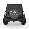 LOVE NEVER FAILS BLACK CARBON FIBER TIRE COVER