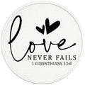 LOVE NEVER FAILS BLACK TIRE COVER