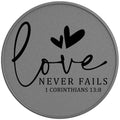 LOVE NEVER FAILS SILVER CARBON FIBER TIRE COVER