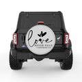 LOVE NEVER FAILS SILVER CARBON FIBER TIRE COVER