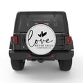 LOVE NEVER FAILS BLACK TIRE COVER