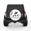 LOVE NEVER FAILS WHITE TIRE COVER