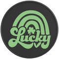 LUCKY ST PATRICKS DAY RAINBOW BLACK CARBON FIBER TIRE COVER