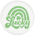 LUCKY ST PATRICKS DAY RAINBOW PEARL  WHITE CARBON FIBER TIRE COVER