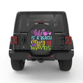 LIFE IS A BEACH ENJOY THE WAVES PEARL  WHITE CARBON FIBER TIRE COVER