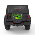 LUCKY VIBES THREE LEAVE CLOVER BLACK CARBON FIBER TIRE COVER