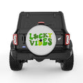 LUCKY VIBES THREE LEAVE CLOVER SILVER CARBON FIBER TIRE COVER