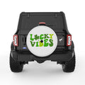 LUCKY VIBES THREE LEAVE CLOVER PEARL  WHITE CARBON FIBER TIRE COVER