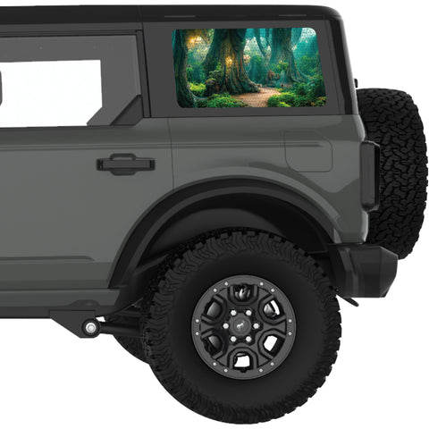 MAGICAL FAIRY FOREST QUARTER WINDOW DECAL FITS 2021+ FORD BRONCO 4 DOOR HARD TOP