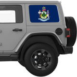 MAINE STATE FLAG QUARTER WINDOW DECAL FITS 2018+ JEEP WRANGLER 4 DOOR HARD TOP JLU