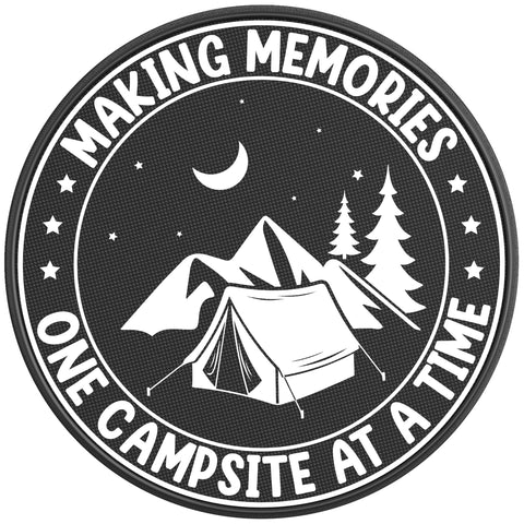 MAKING MEMORIES ONE CAMPSITE AT THE TIME BLACK CARBON FIBER TIRE COVER
