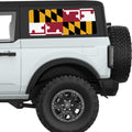 MARYLAND STATE FLAG QUARTER WINDOW DECAL FITS 2021+ FORD BRONCO 2 DOOR HARD TOP