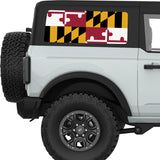 MARYLAND STATE FLAG QUARTER WINDOW DECAL FITS 2021+ FORD BRONCO 2 DOOR HARD TOP