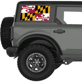 MARYLAND STATE FLAG QUARTER WINDOW DECAL FITS 2021+ FORD BRONCO 4 DOOR HARD TOP