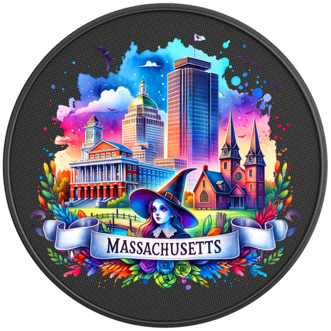 MASSACHUSETTS PEARL  WHITE CARBON FIBER TIRE COVER