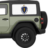 MASSACHUSETTS STATE FLAG QUARTER WINDOW DECAL FITS 2018+ JEEP WRANGLER 2 DOOR HARD TOP JL