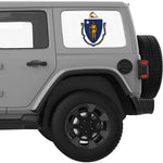 MASSACHUSETTS STATE FLAG QUARTER WINDOW DECAL FITS 2018+ JEEP WRANGLER 4 DOOR HARD TOP JLU