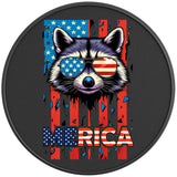 MERICA CUTE RACCOON BLACK CARBON FIBER TIRE COVER