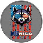 MERICA CUTE RACCOON SILVER CARBON FIBER TIRE COVER