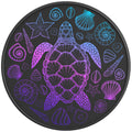 MERMAID COLORED TURTLE WITH SEA SHELLS BLACK CARBON FIBER TIRE COVER