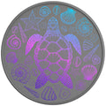 MERMAID COLORED TURTLE WITH SEA SHELLS SILVER CARBON FIBER TIRE COVER