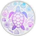 MERMAID COLORED TURTLE WITH SEA SHELLS WHITE TIRE COVER