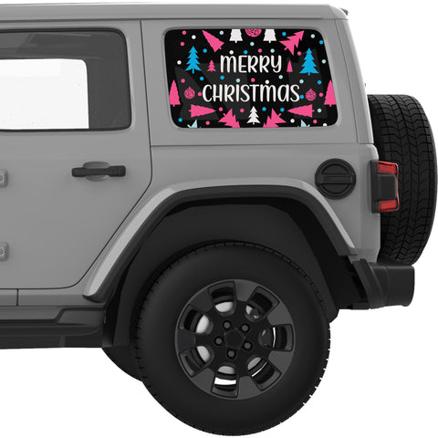 MERRY CHRISTMAS QUARTER WINDOW DECAL FITS 2018+ JEEP WRANGLER 4 DOOR HARD TOP JLU