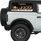 MERRY CHRISTMAS SANTA CLAUS SLEIGH WITH REINDEERS QUARTER WINDOW DECAL FITS 2021+ FORD BRONCO 2 DOOR HARD TOP