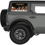 MERRY CHRISTMAS SANTA CLAUS SLEIGH WITH REINDEERS QUARTER WINDOW DECAL FITS 2021+ FORD BRONCO 4 DOOR HARD TOP