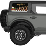 MERRY CHRISTMAS SANTA CLAUS SLEIGH WITH REINDEERS QUARTER WINDOW DECAL FITS 2021+ FORD BRONCO 4 DOOR HARD TOP