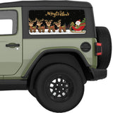 MERRY CHRISTMAS SANTA CLAUS SLEIGH WITH REINDEERS QUARTER WINDOW DECAL FITS 2018+ JEEP WRANGLER 2 DOOR HARD TOP JL