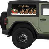 MERRY CHRISTMAS SANTA CLAUS SLEIGH WITH REINDEERS QUARTER WINDOW DECAL FITS 2011-2018 JEEP WRANGLER 2 DOOR HARD TOP JK