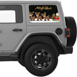 MERRY CHRISTMAS SANTA CLAUS SLEIGH WITH REINDEERS QUARTER WINDOW DECAL FITS 2018+ JEEP WRANGLER 4 DOOR HARD TOP JLU