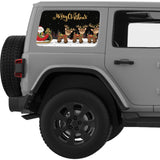 MERRY CHRISTMAS SANTA CLAUS SLEIGH WITH REINDEERS QUARTER WINDOW DECAL FITS 2011-2018 JEEP WRANGLER 4 DOOR HARD TOP JKU