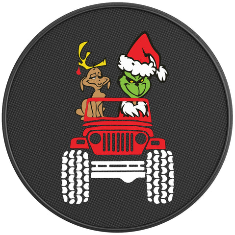 MERRY GRINCHMAS BLACK CARBON FIBER TIRE COVER
