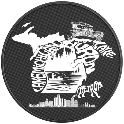 MICHIGAN COMPILATION BLACK CARBON FIBER TIRE COVER