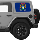 MICHIGAN STATE FLAG QUARTER WINDOW DECAL FITS 2018+ JEEP WRANGLER 4 DOOR HARD TOP JLU