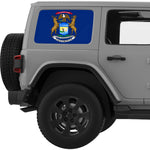 MICHIGAN STATE FLAG QUARTER WINDOW DECAL FITS 2011-2018 JEEP WRANGLER 4 DOOR HARD TOP JKU