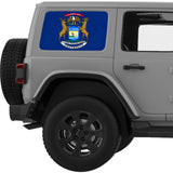 MICHIGAN STATE FLAG QUARTER WINDOW DECAL FITS 2011-2018 JEEP WRANGLER 4 DOOR HARD TOP JKU