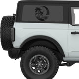 MOON PALM TREES QUARTER WINDOW DECAL FITS 2021+ FORD BRONCO 2 DOOR HARD TOP
