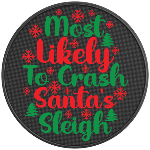 MOST LIKELY TO CRASH SANTAS SLEIGH BLACK CARBON FIBER TIRE COVER