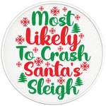 MOST LIKELY TO CRASH SANTAS SLEIGH PEARL  WHITE CARBON FIBER TIRE COVER